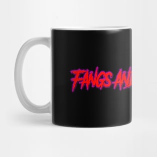 Fangs and Synthwave Long Red Logo Mug